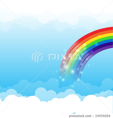插图素材: rainbow cloud and sky background 003
