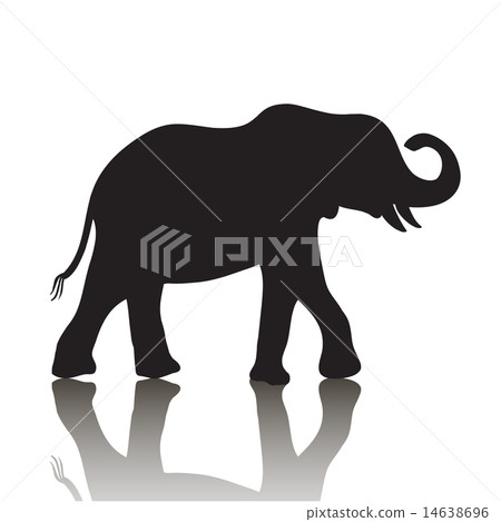 插图素材: vector elephant silhouette with shadow