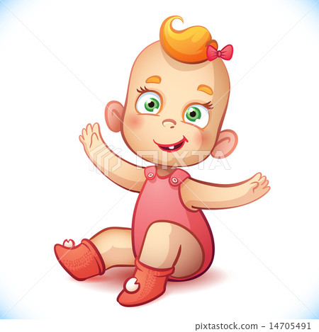 图库插图 little and baby girl adorable vector illustration.