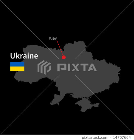 插图素材: detailed map of ukraine and capital city kiev with