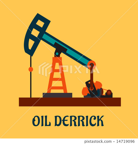 插图素材: flat oil derrick or pump jack