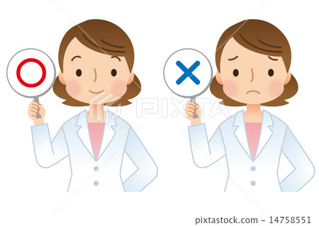 图库插图: 女医生 女大夫 对与错
