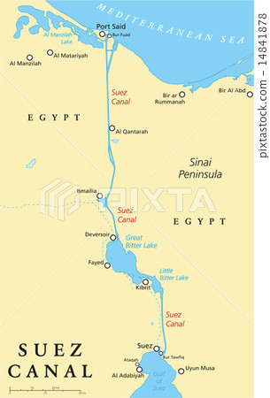 插图素材: suez canal political map