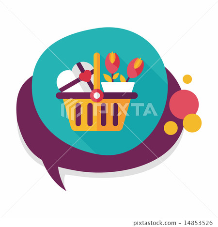 valentines day present bucket flat icon with long shadow,eps10