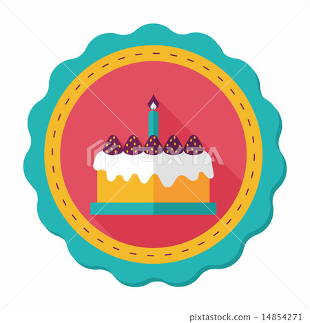 插图素材: birthday cake flat icon with long shadow,eps10