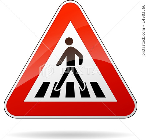 插图素材: pedestrian crossing warning sign