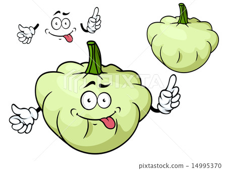 插图素材: cartoon pattypan squash vegetable character