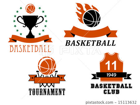 插图素材: basketball club and tournament emblem templates