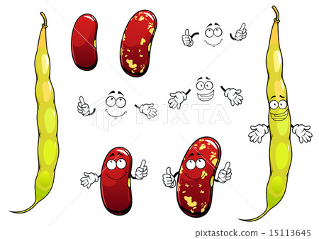 插图素材: cartoon bean pods with dry beans characters