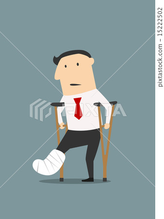 插图素材: businessman with broken leg and crutches 查看全部