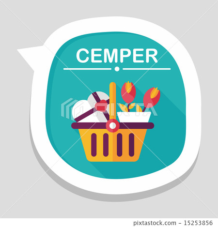 valentines day present bucket flat icon with long shadow,eps10