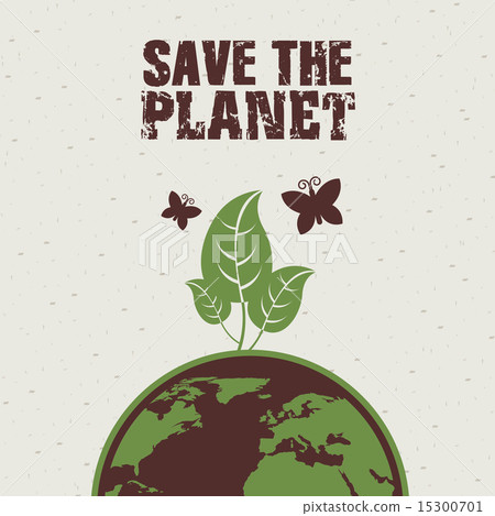 插图素材: save the planet design over gray background vector