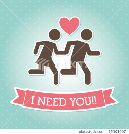 插图素材: i need you over blue background vector illustration