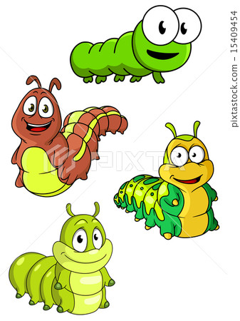 插图素材: cute colorful cartoon caterpillars characters