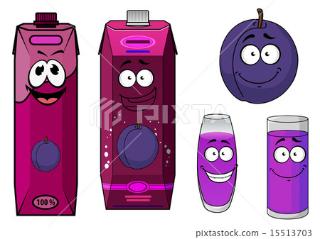 plum简笔画,drum简笔画 插图素材: plum fruit and juice drinks with happy face