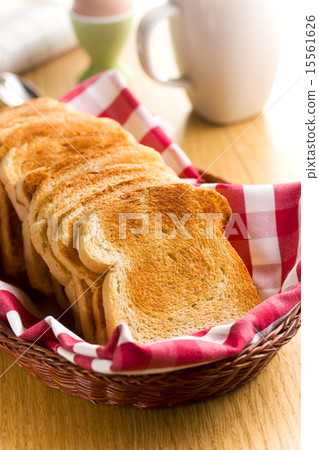 图库照片: breakfast. white toasted bread.