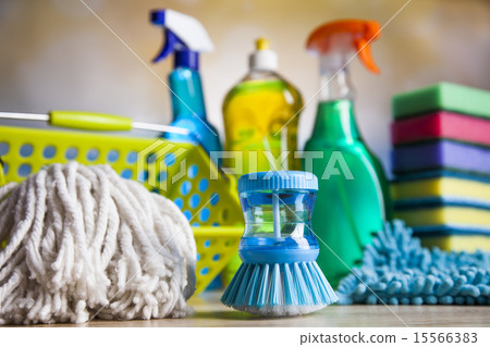 图库照片: variety of cleaning products,home work