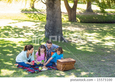 图库照片: happy family on a picnic in the park