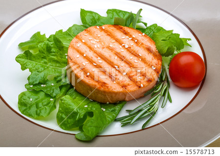 图库照片: salmon burger cutlet