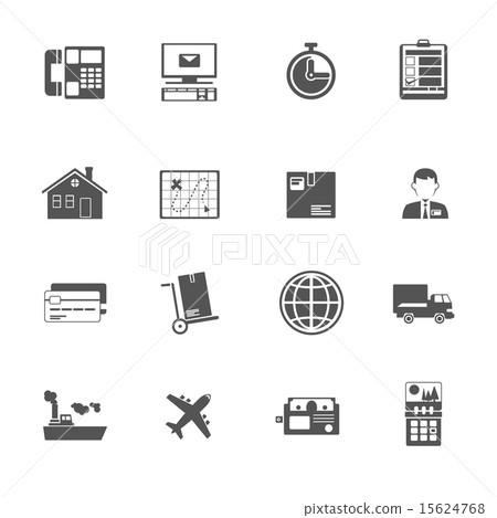 插图素材: black and white logistic service icon.
