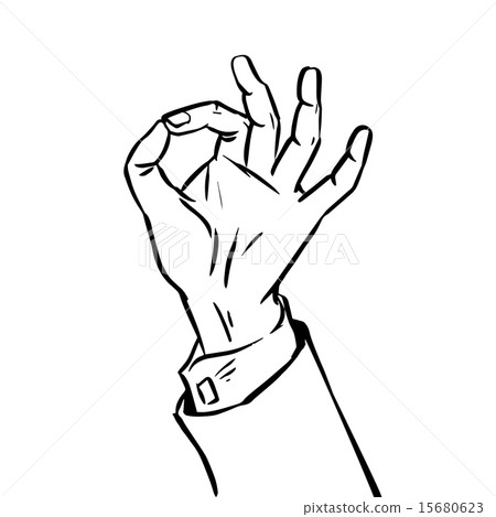 图库插图: sketch success hand gesture ok