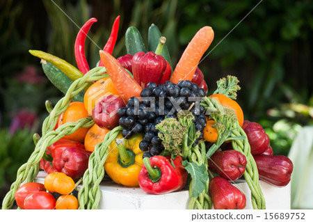 图库照片: fresh organic fruit and vegetable from garden