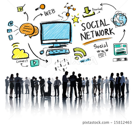 图库照片: social network social media business people corporate