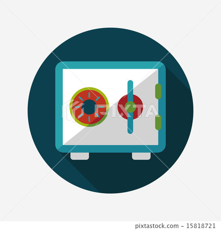 插图素材: safety deposit box flat icon with long shadow,eps10