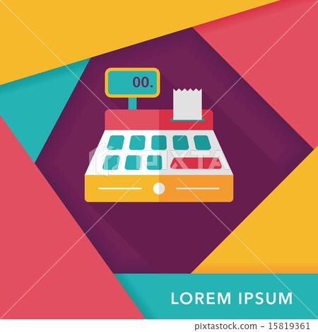 插图 shopping cash register flat icon with long shadow,eps10