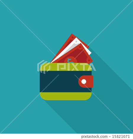 图库插图: wallet flat icon with long shadow,eps10