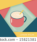 插图素材: coffee latte art flat icon with long shadow,eps10