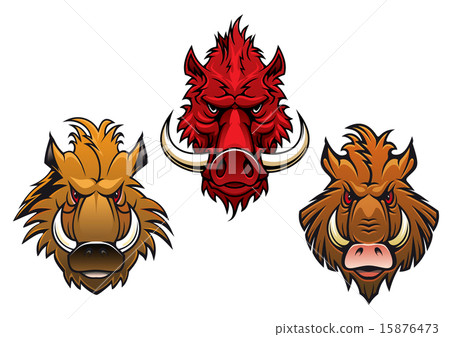 插图素材 fierce cartoon wild boar characters