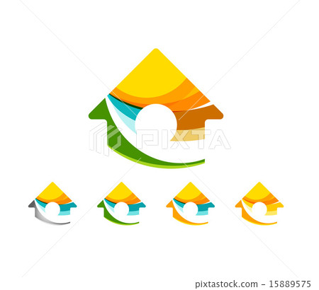 geometric company logo home house building 首页 插图 姿势/表情