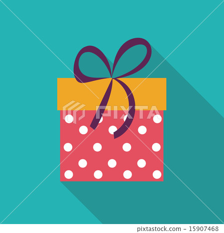 插图素材: gift box flat icon with long shadow, vector