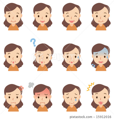 图库插图 面部表情集中年妇女