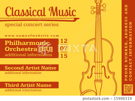 插图素材: classical music concert violin flyer template.