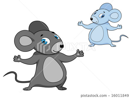 插图素材: cute little grey cartoon mouse