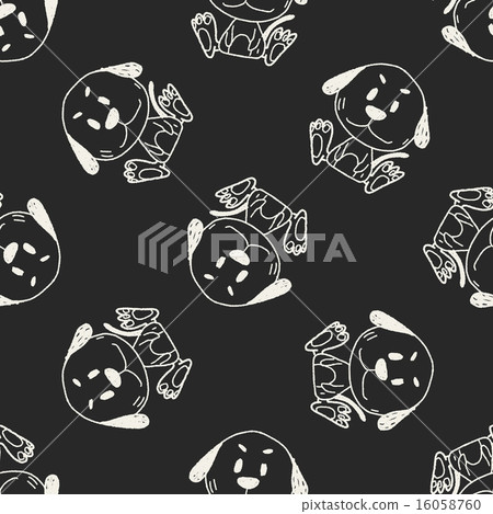 插图素材: chinese zodiac dog doodle drawing seamless pattern