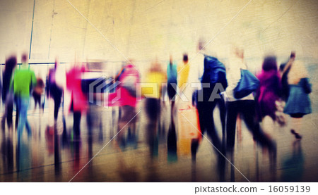 commuting,outer space 图库照片: casual people rush hour walking commuting city concept