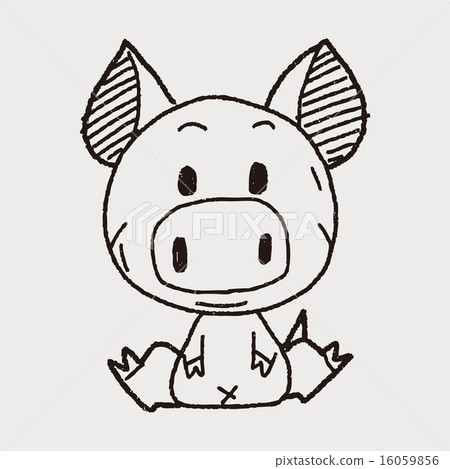 插图素材: chinese zodiac pig doodle drawing