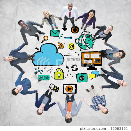 图库照片: business people cloud computing teamwork support