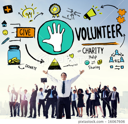 图库照片: volunteer charity help sharing giving donate assisting