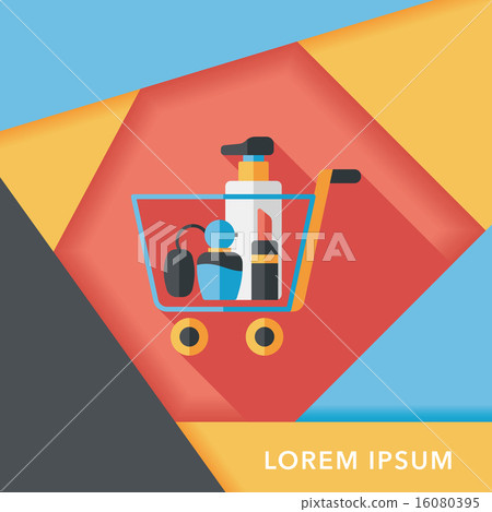 shopping perfume and lipsticks flat icon with long shadow,eps10