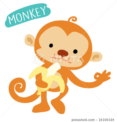 图库插图: happy monkey love to eat banana vector