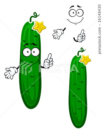 图库插图: cartoon crunchy cucumber vegetable character