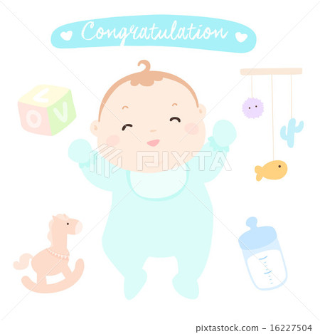 插图素材: congratulation new happy baby boy vector