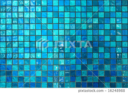 图库照片: wall and floor mosaic tiles in azure blue