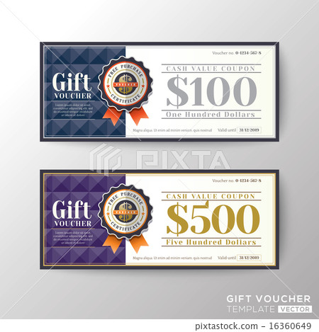 插图素材: gift certificate voucher coupon card template