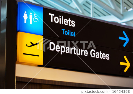 图库照片: airport sign for toilet and departure gates