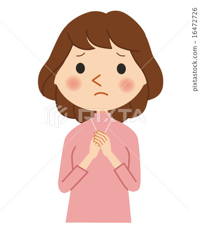 插图素材: 女人担心
